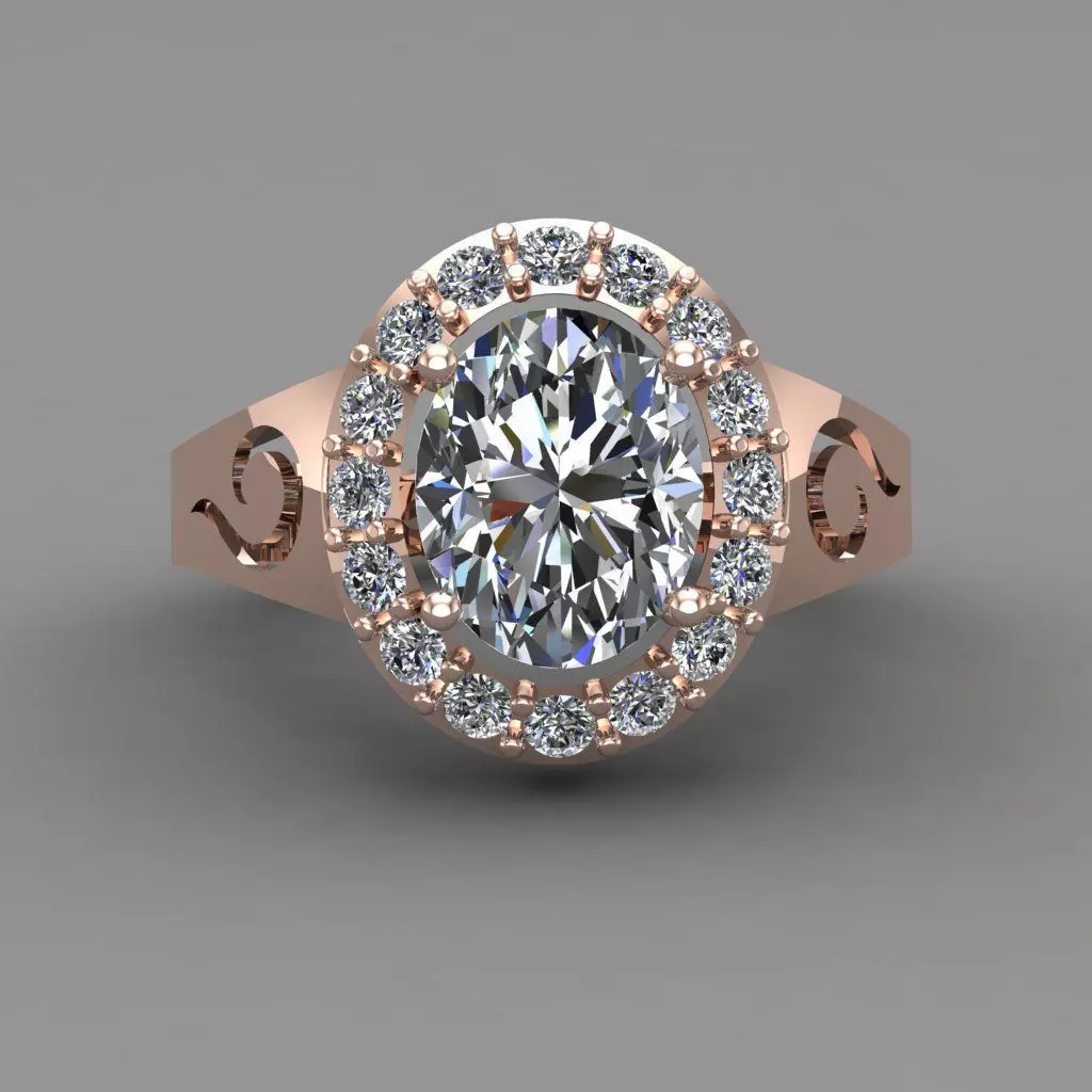 Rose Gold Women Diamond Ring 3D print model 3D print model_0