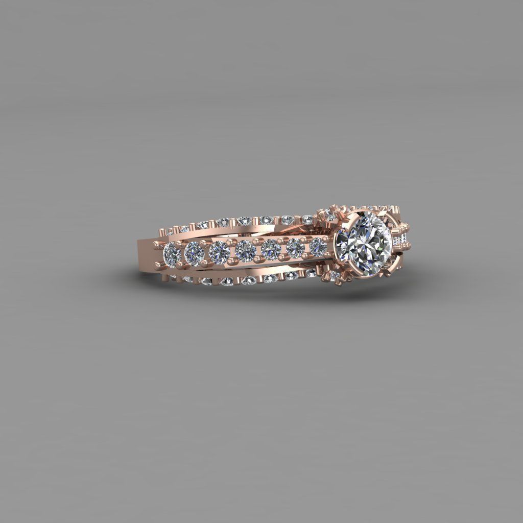 Rose Gold Women Diamond Ring 3D print model 3D print model_1