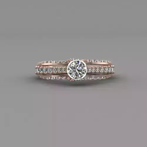 Rose Gold Women Diamond Ring 3D print model