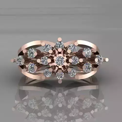 Rose Gold Women Diamond Ring 3D print model