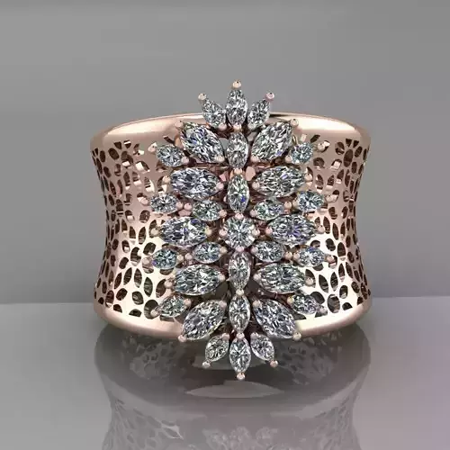 Rose Gold Women Diamond Ring 3D print model
