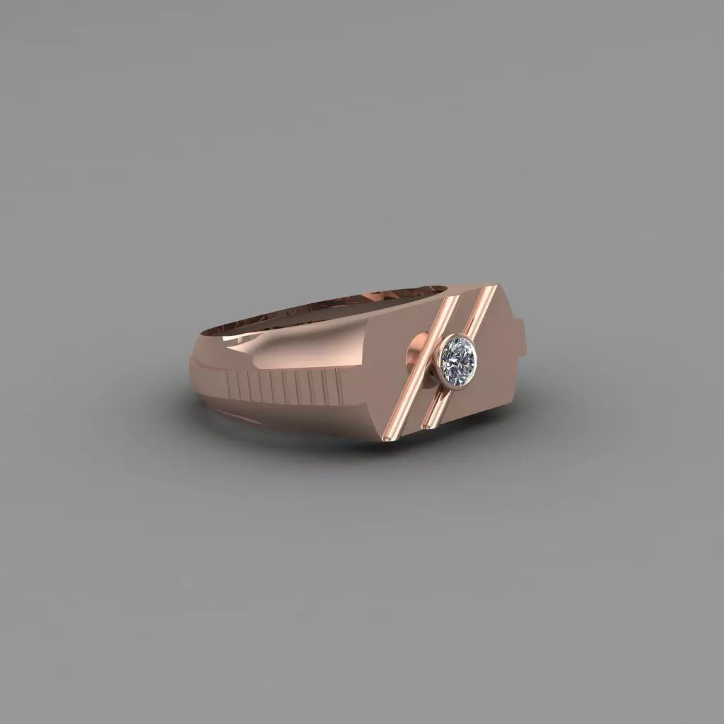 Rose Gold Men Diamond Ring 3D print model 3D print model_0