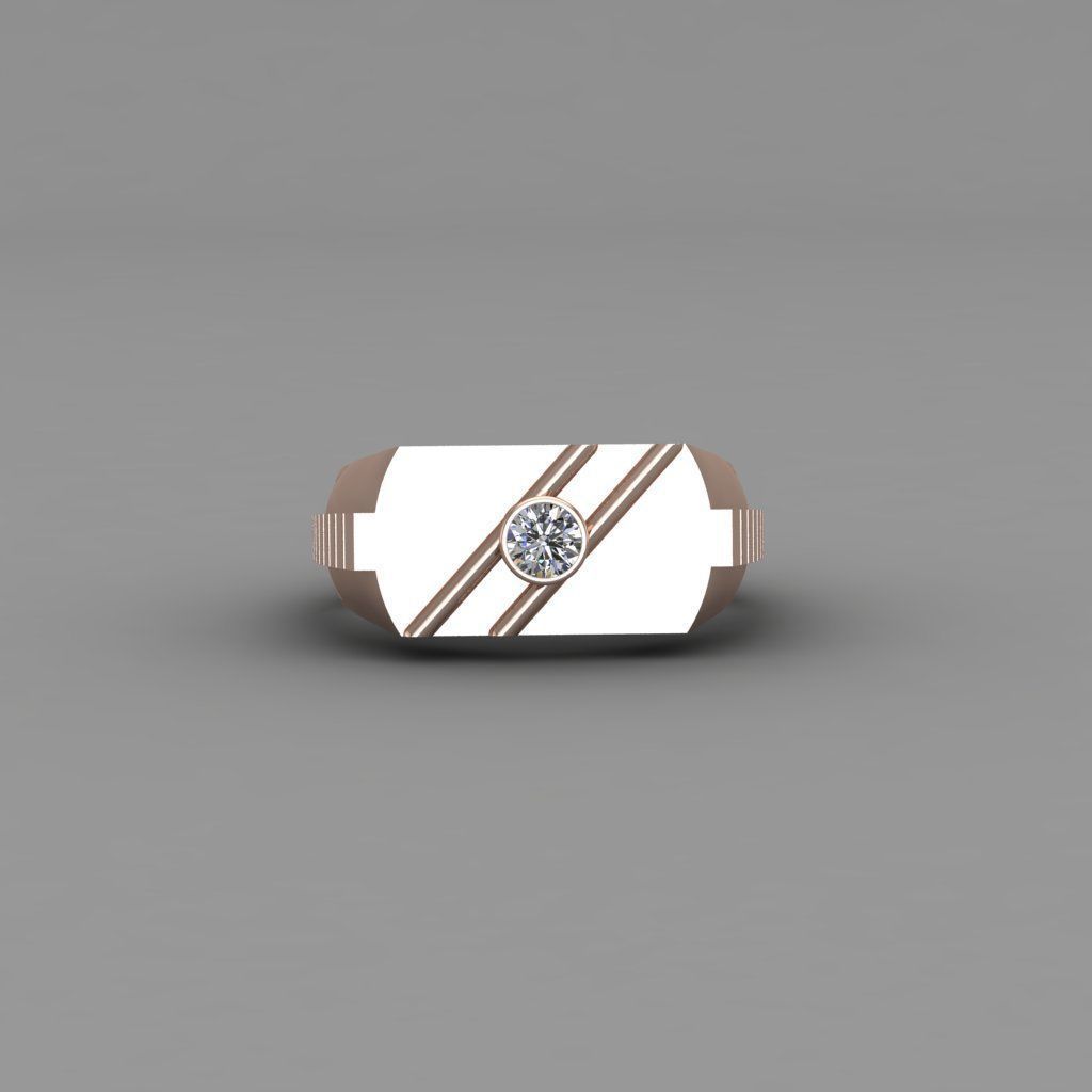 Rose Gold Men Diamond Ring 3D print model 3D print model_1