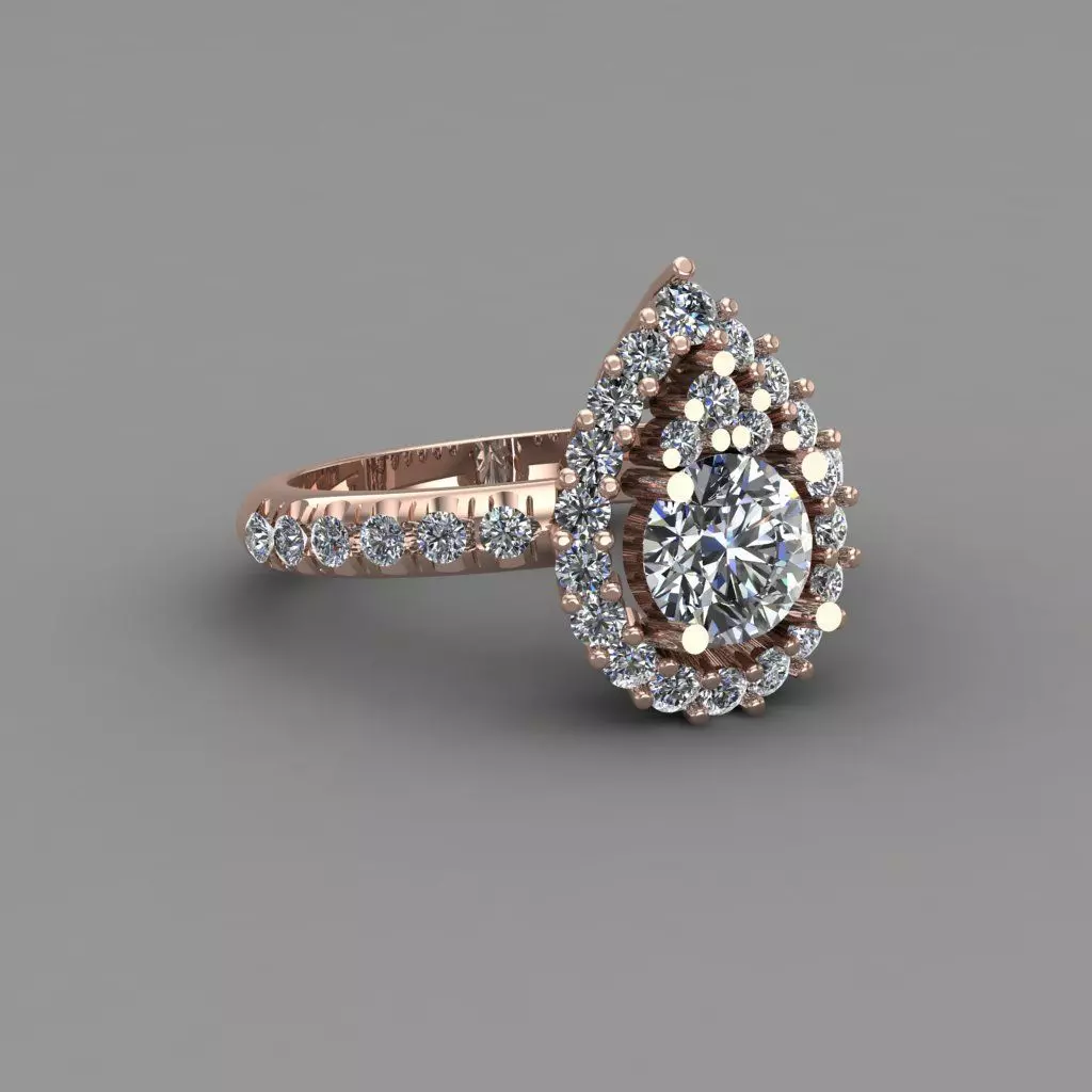 Rose Gold Women Diamond Ring 3D print model 3D print model_0