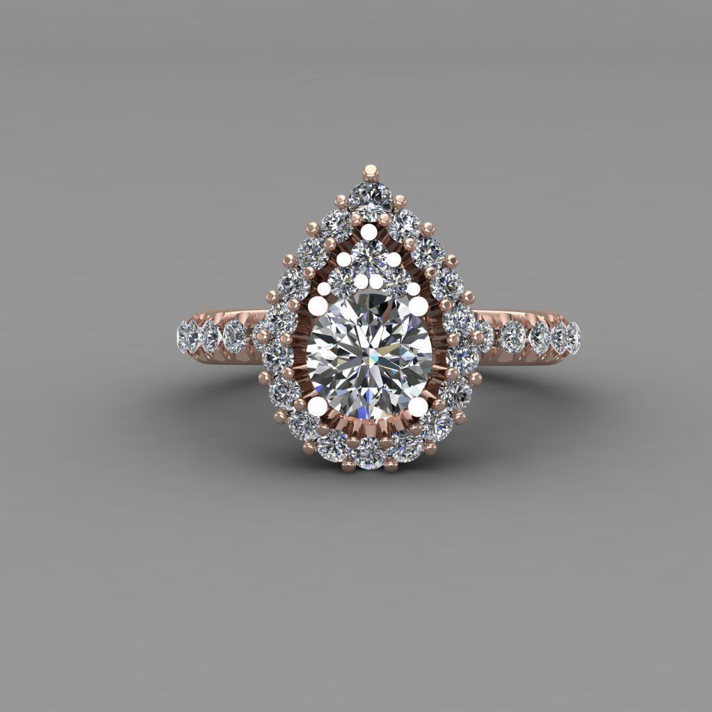 Rose Gold Women Diamond Ring 3D print model 3D print model_1