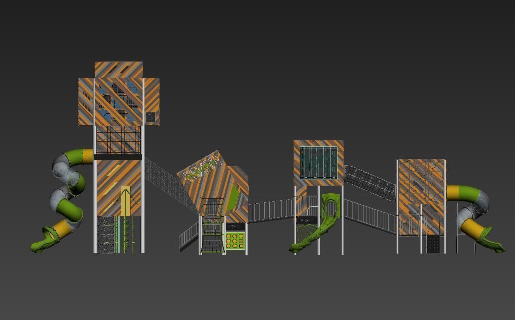 Outdoor Park Container Kids Playground Equipment 3D model_2