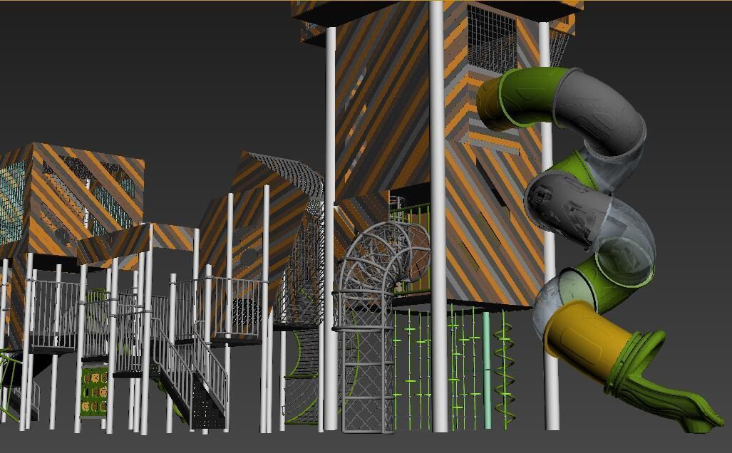 Outdoor Park Container Kids Playground Equipment 3D model_5