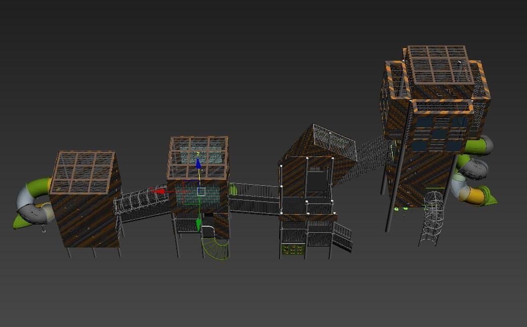 Outdoor Park Container Kids Playground Equipment 3D model_6