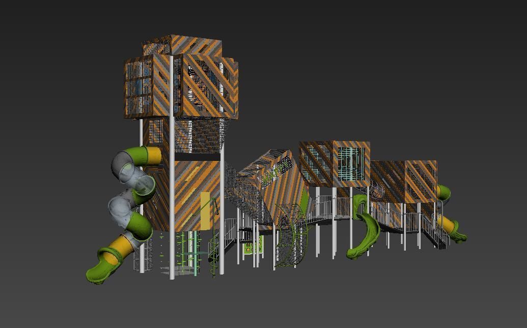 Outdoor Park Container Kids Playground Equipment 3D model_3