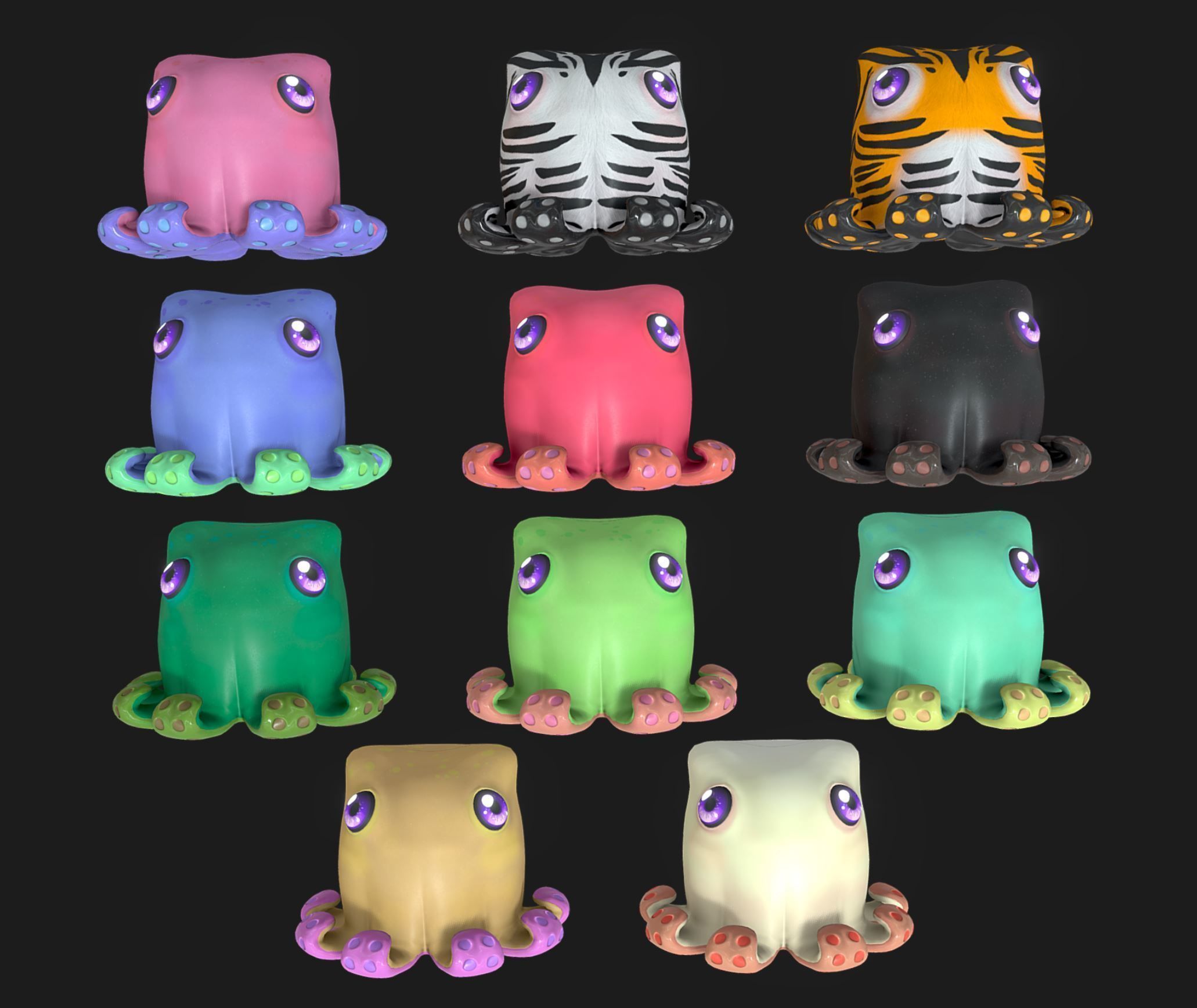 Cute Octopuss 3 - Animated Low-poly 3D model_2