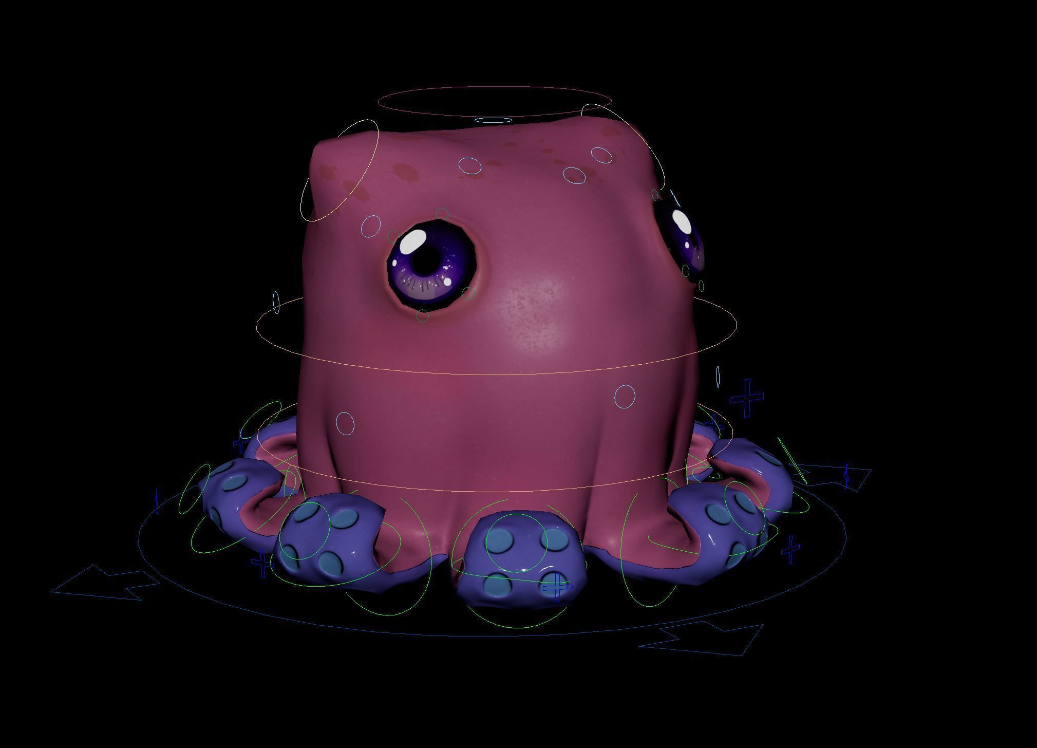 Cute Octopuss 3 - Animated Low-poly 3D model_9