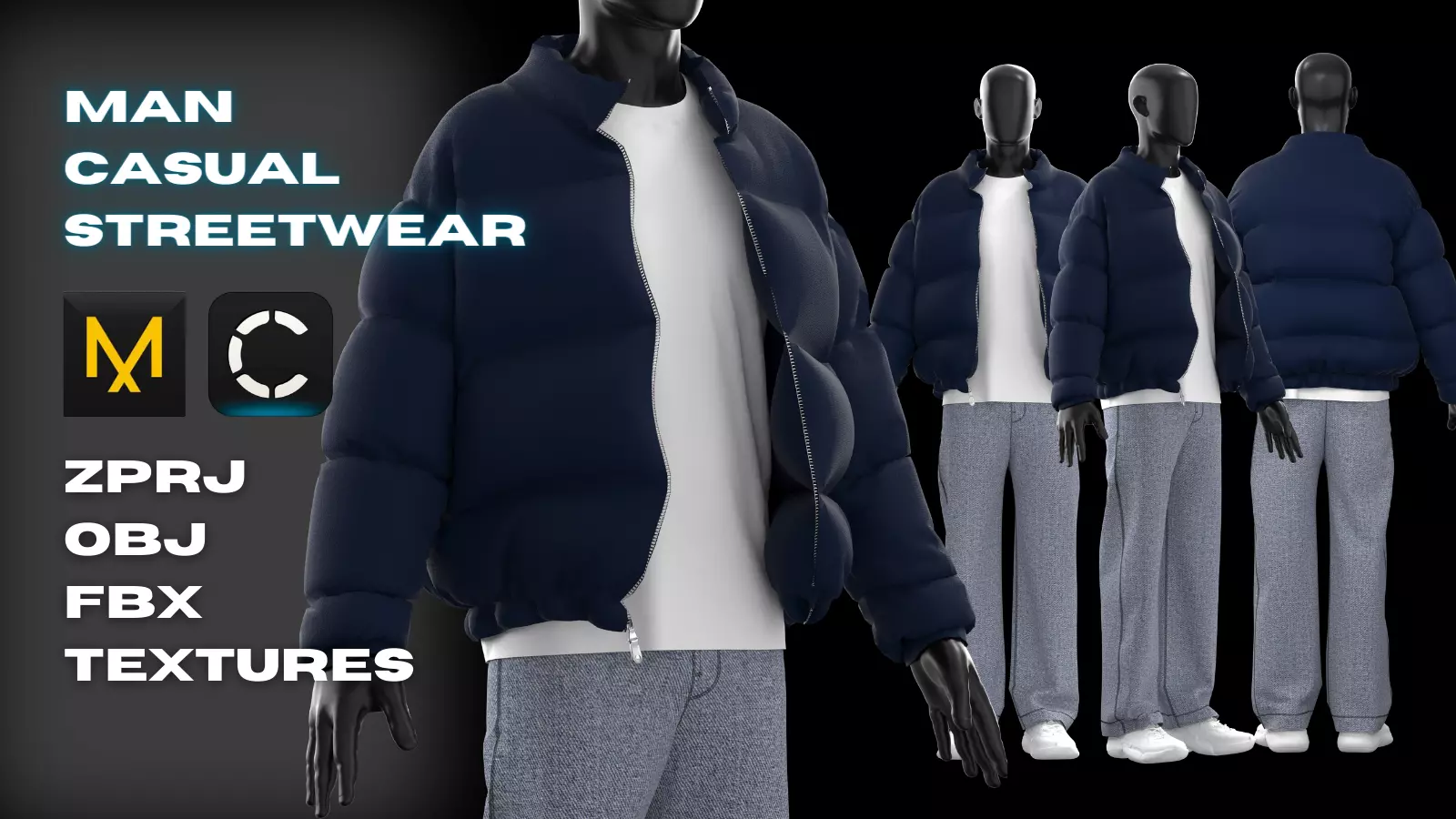 Man Casual Streetwear Modeling in in Clo3D - Marvelous Designer 3D model
