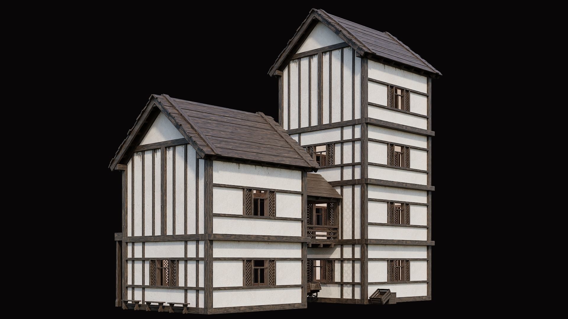 Medieval Village Pack  - 10 Assets - 4K Textures Game Ready Low-poly 3D model_19