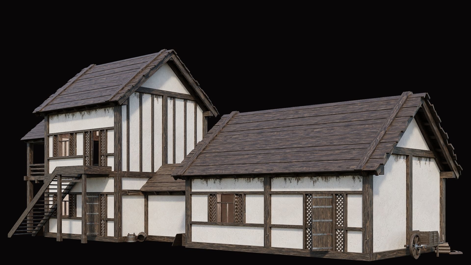Medieval Village Pack  - 10 Assets - 4K Textures Game Ready Low-poly 3D model_12