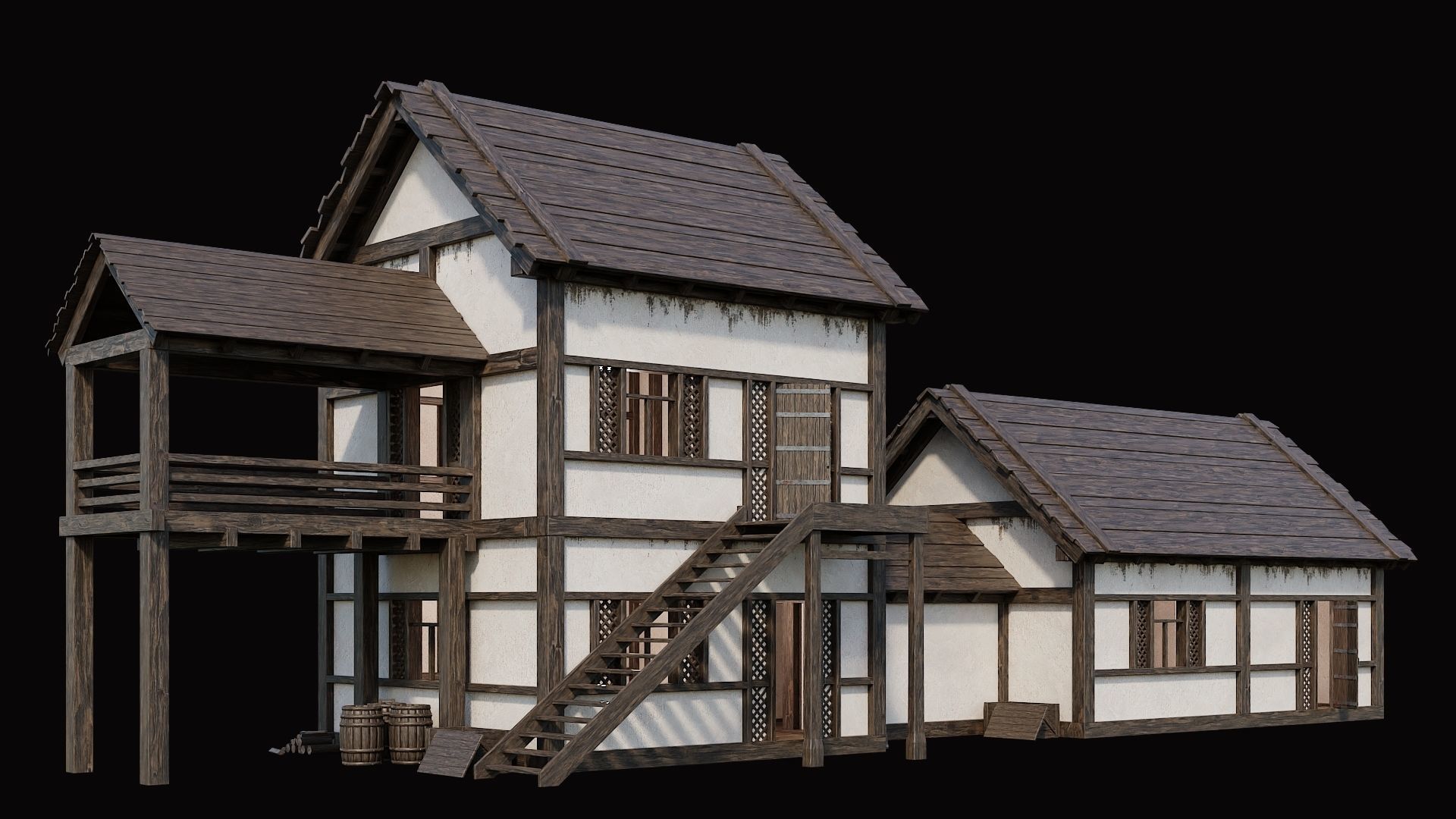 Medieval Village Pack  - 10 Assets - 4K Textures Game Ready Low-poly 3D model_9