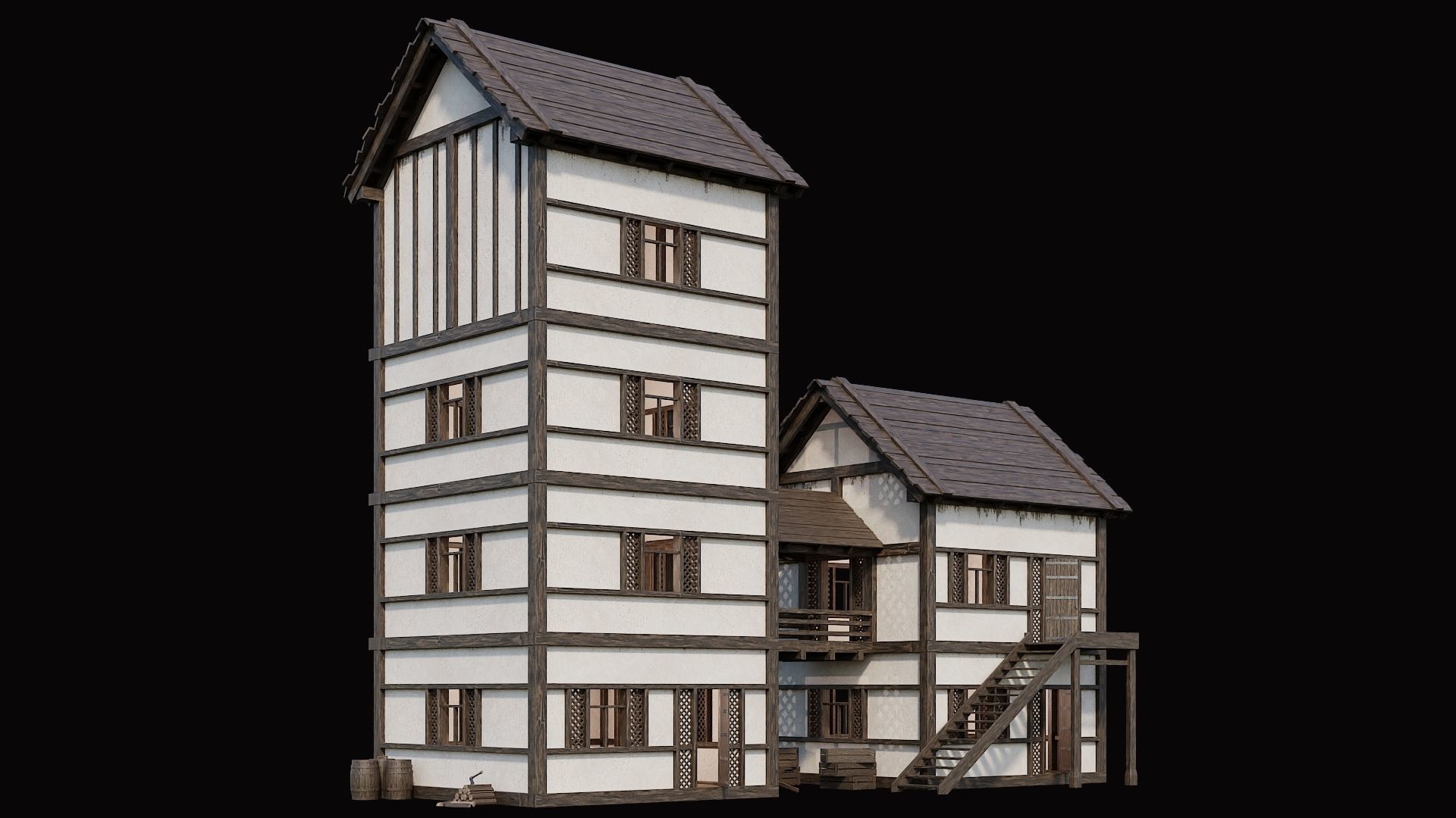 Medieval Village Pack  - 10 Assets - 4K Textures Game Ready Low-poly 3D model_17