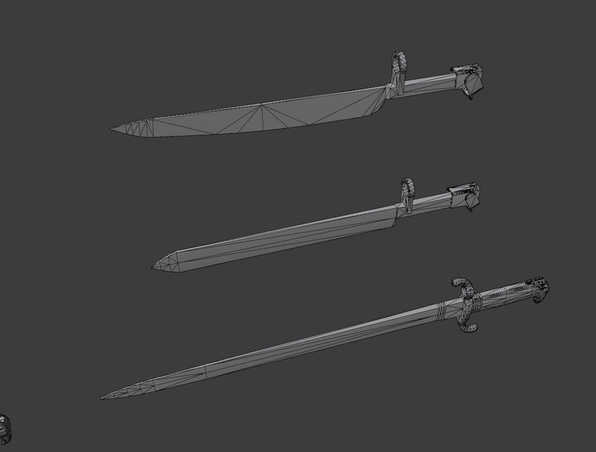 Set of 10 low-poly old german bayonets Low-poly 3D model_14
