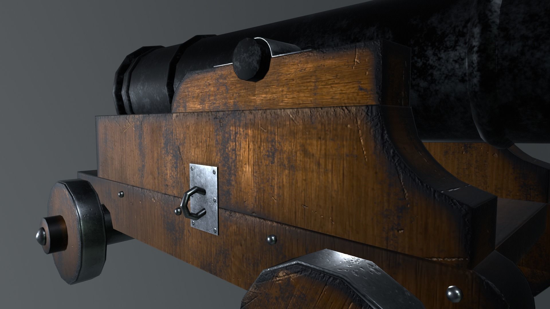 Medieval Cannon Low-poly 3D model_5