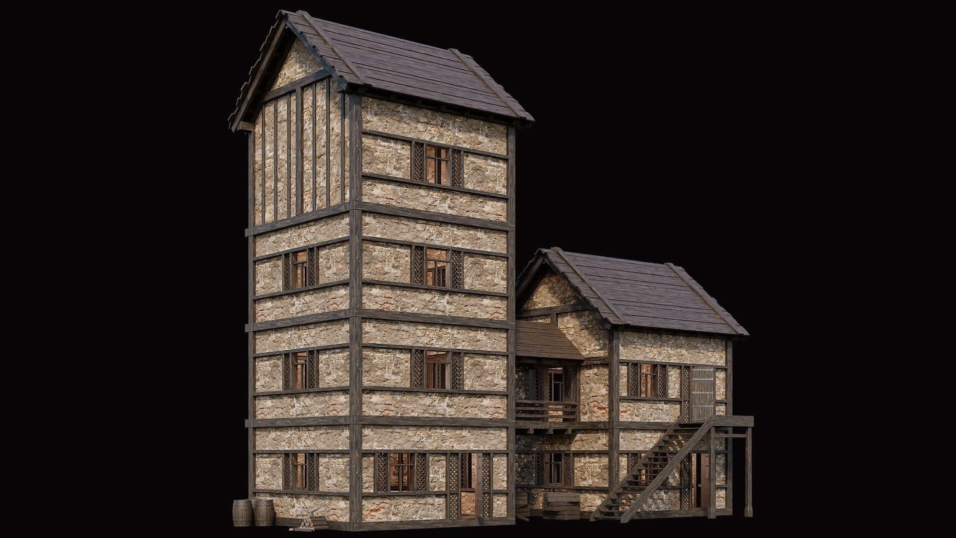 Medieval Village Pack  - 10 Assets - 4K Textures Game Ready Low-poly 3D model_11