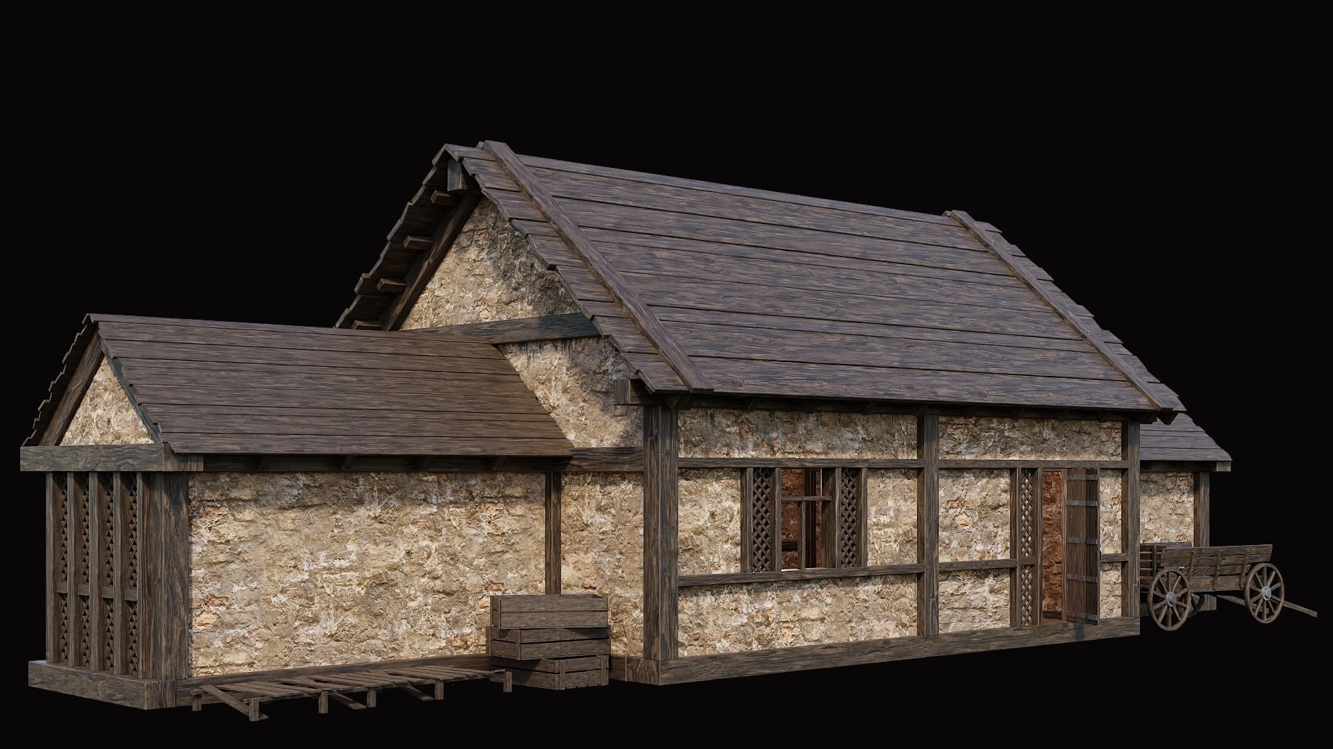 Medieval Village Pack  - 10 Assets - 4K Textures Game Ready Low-poly 3D model_16