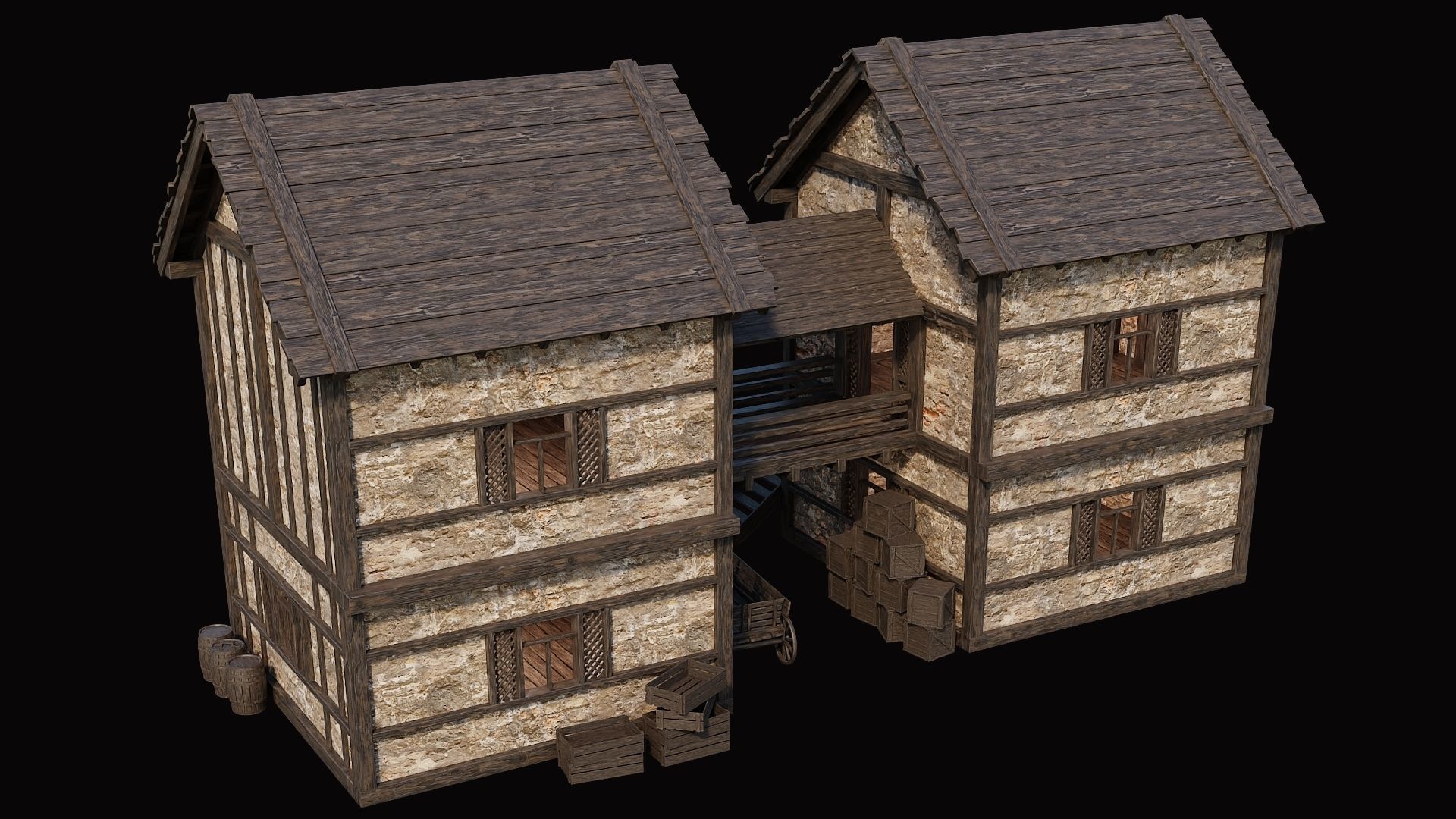 Medieval Village Pack  - 10 Assets - 4K Textures Game Ready Low-poly 3D model_29