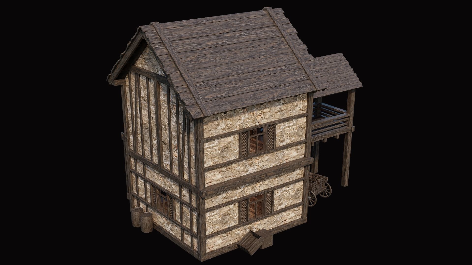 Medieval Village Pack  - 10 Assets - 4K Textures Game Ready Low-poly 3D model_4