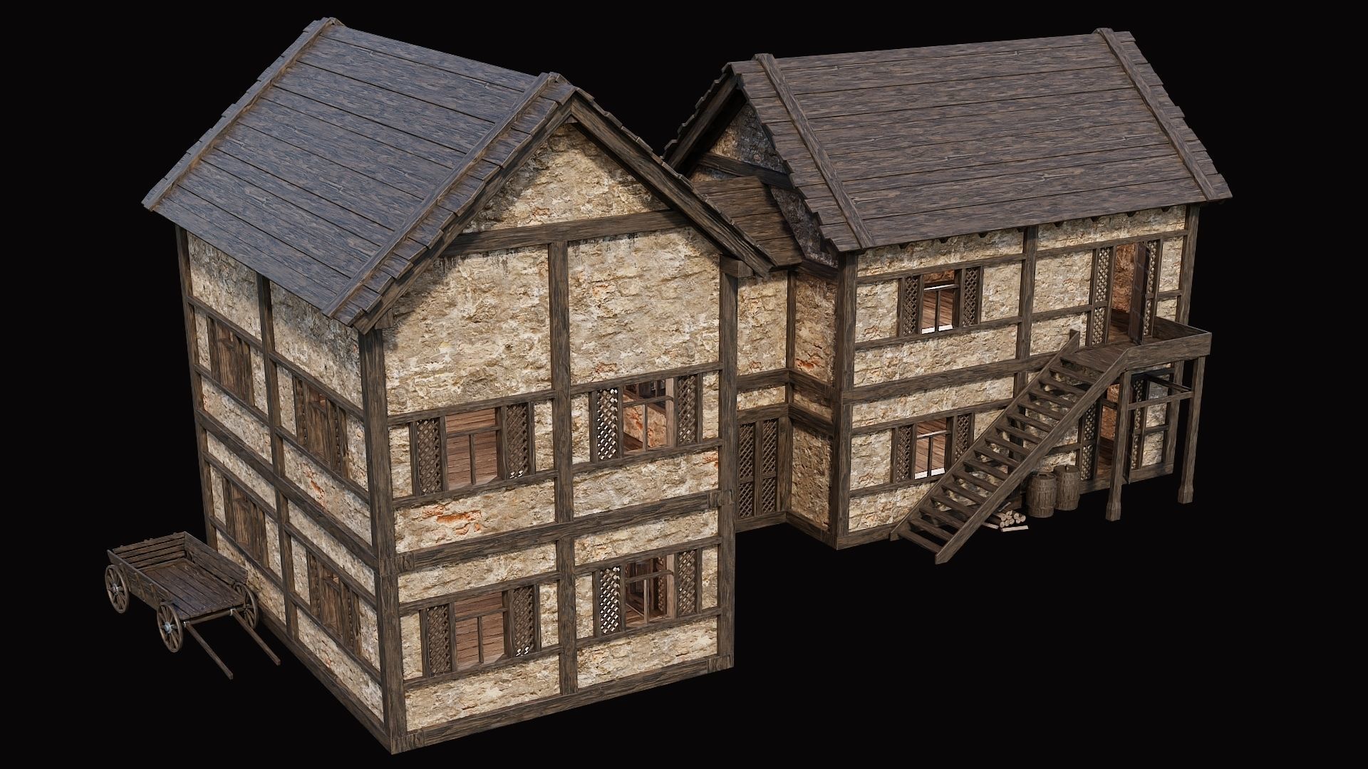 Medieval Village Pack  - 10 Assets - 4K Textures Game Ready Low-poly 3D model_33