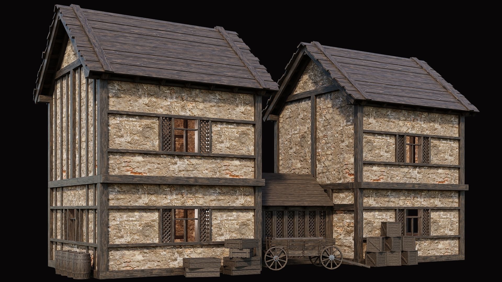 Medieval Village Pack  - 10 Assets - 4K Textures Game Ready Low-poly 3D model_42