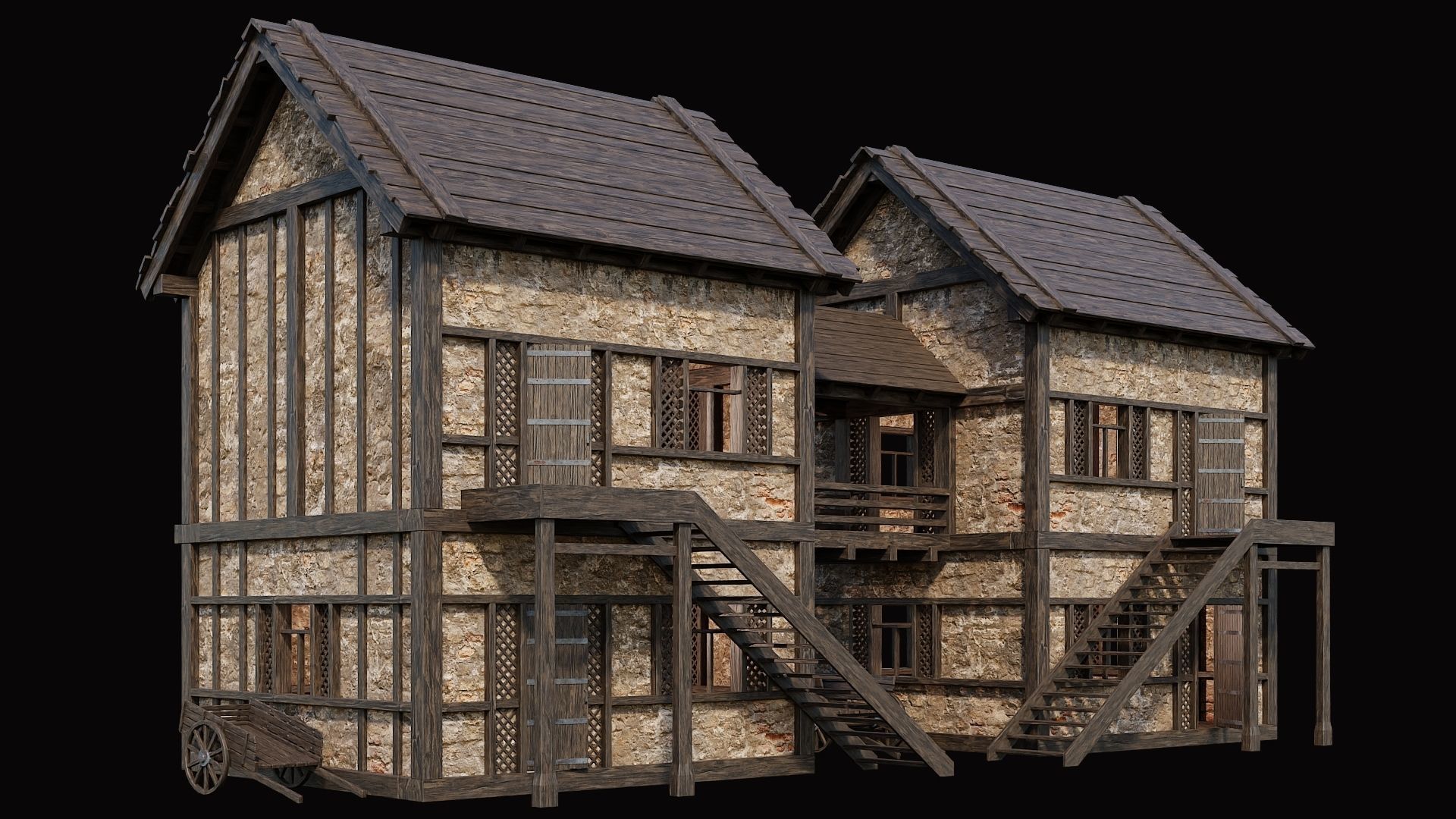 Medieval Village Pack  - 10 Assets - 4K Textures Game Ready Low-poly 3D model_26