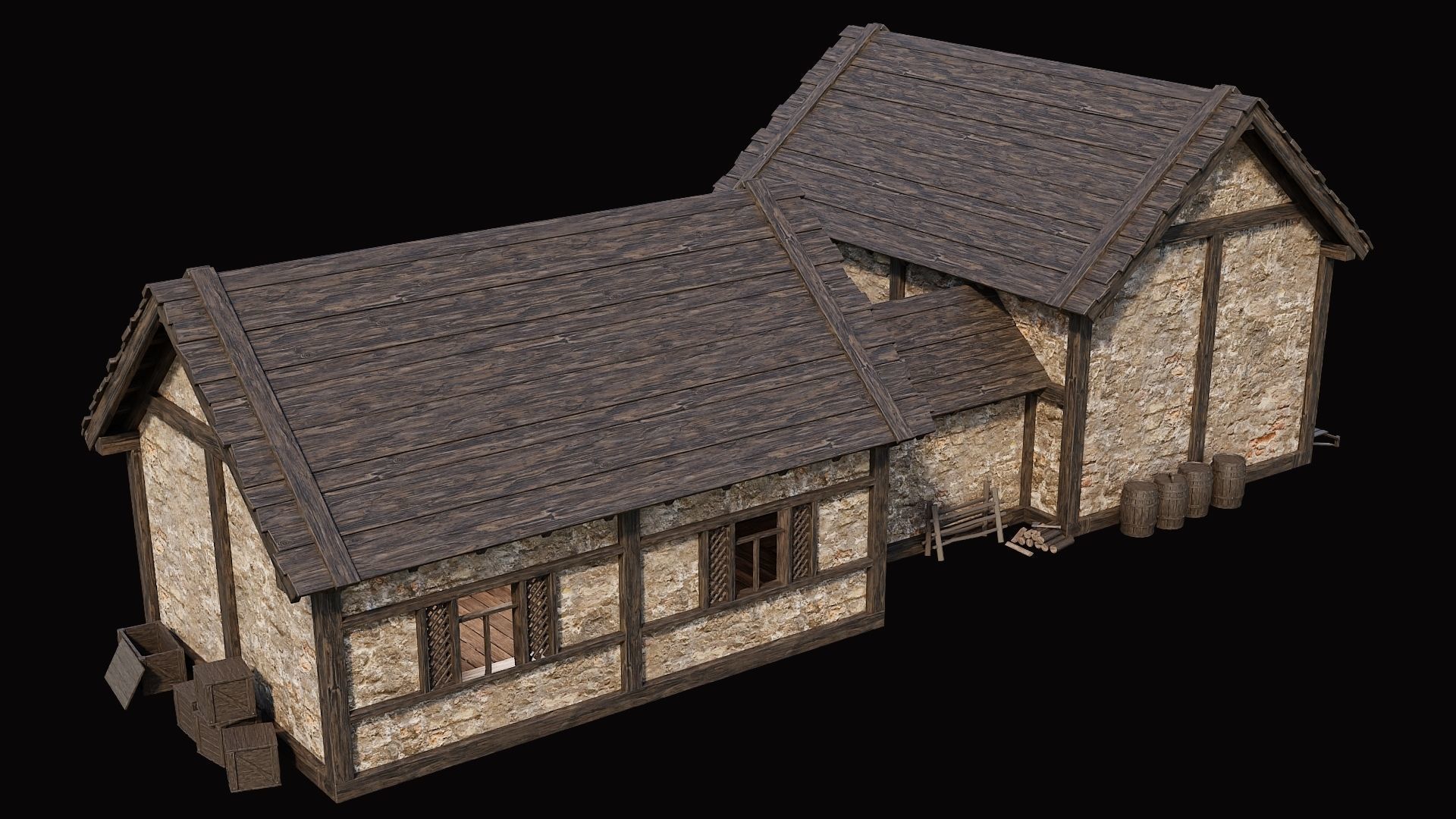 Medieval Village Pack  - 10 Assets - 4K Textures Game Ready Low-poly 3D model_24