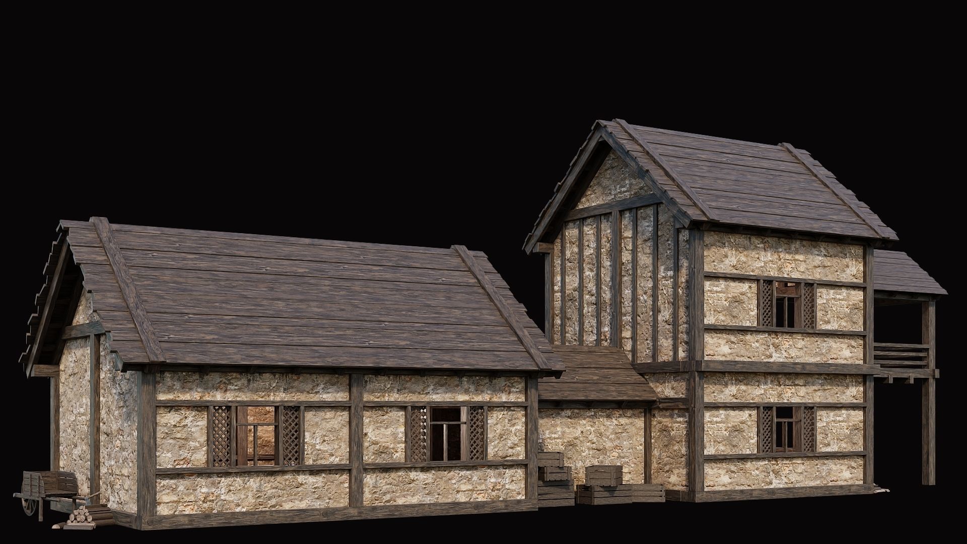 Medieval Village Pack  - 10 Assets - 4K Textures Game Ready Low-poly 3D model_7