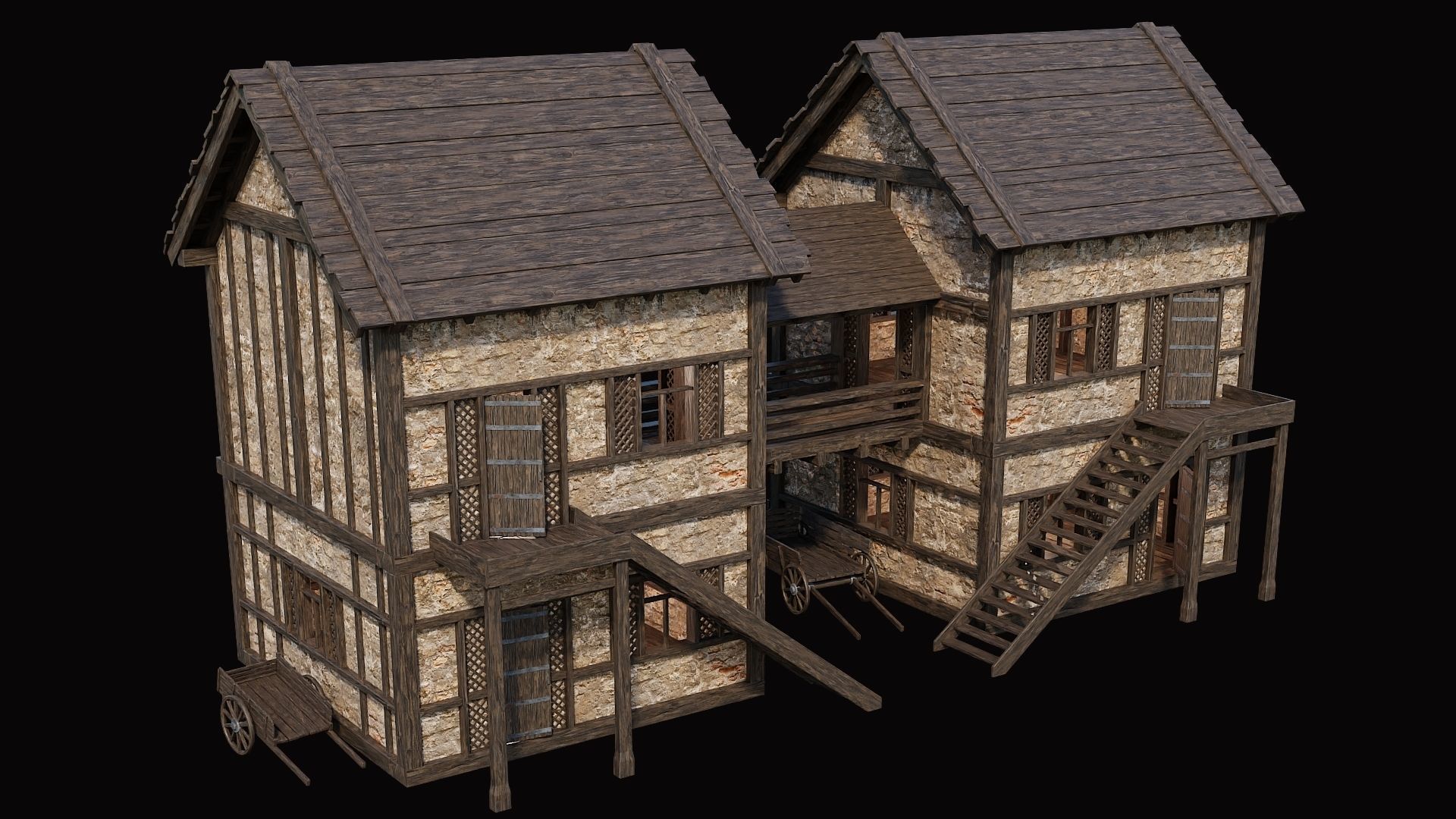 Medieval Village Pack  - 10 Assets - 4K Textures Game Ready Low-poly 3D model_28