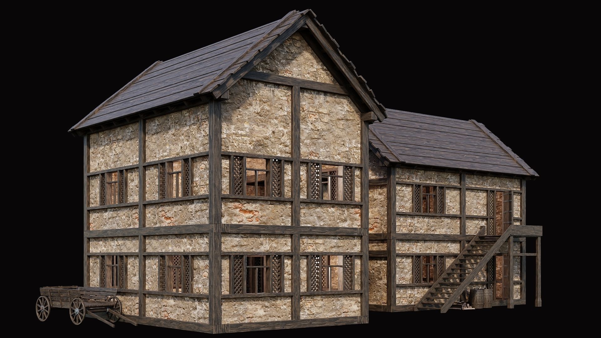 Medieval Village Pack  - 10 Assets - 4K Textures Game Ready Low-poly 3D model_31