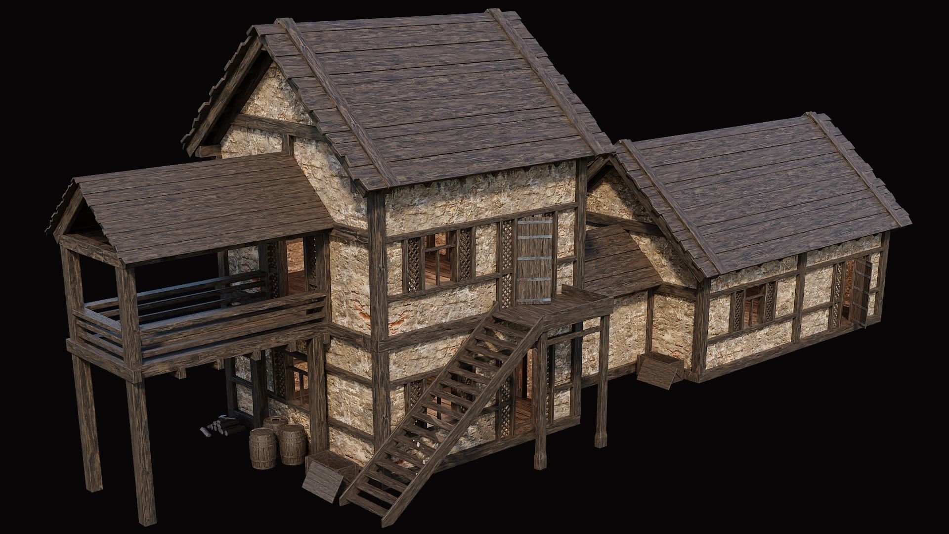 Medieval Village Pack  - 10 Assets - 4K Textures Game Ready Low-poly 3D model_8