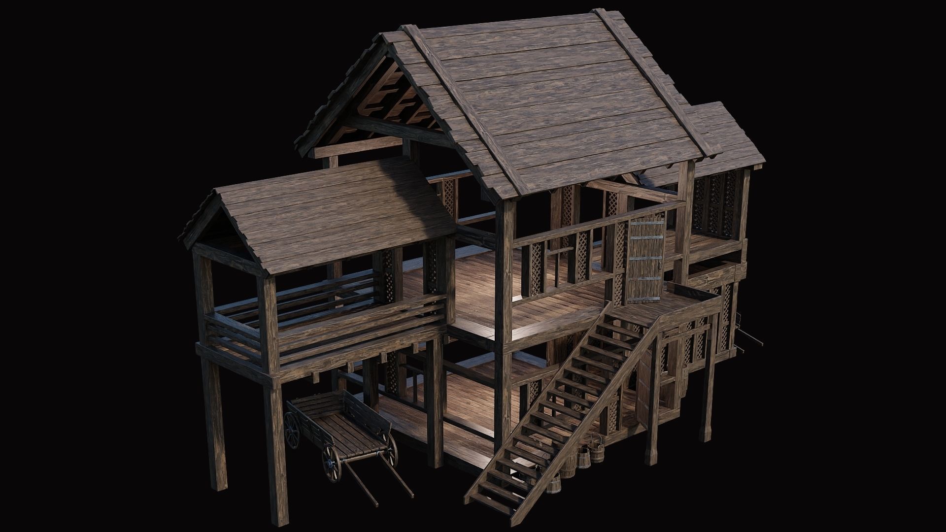 Medieval Village Pack  - 10 Assets - 4K Textures Game Ready Low-poly 3D model_48