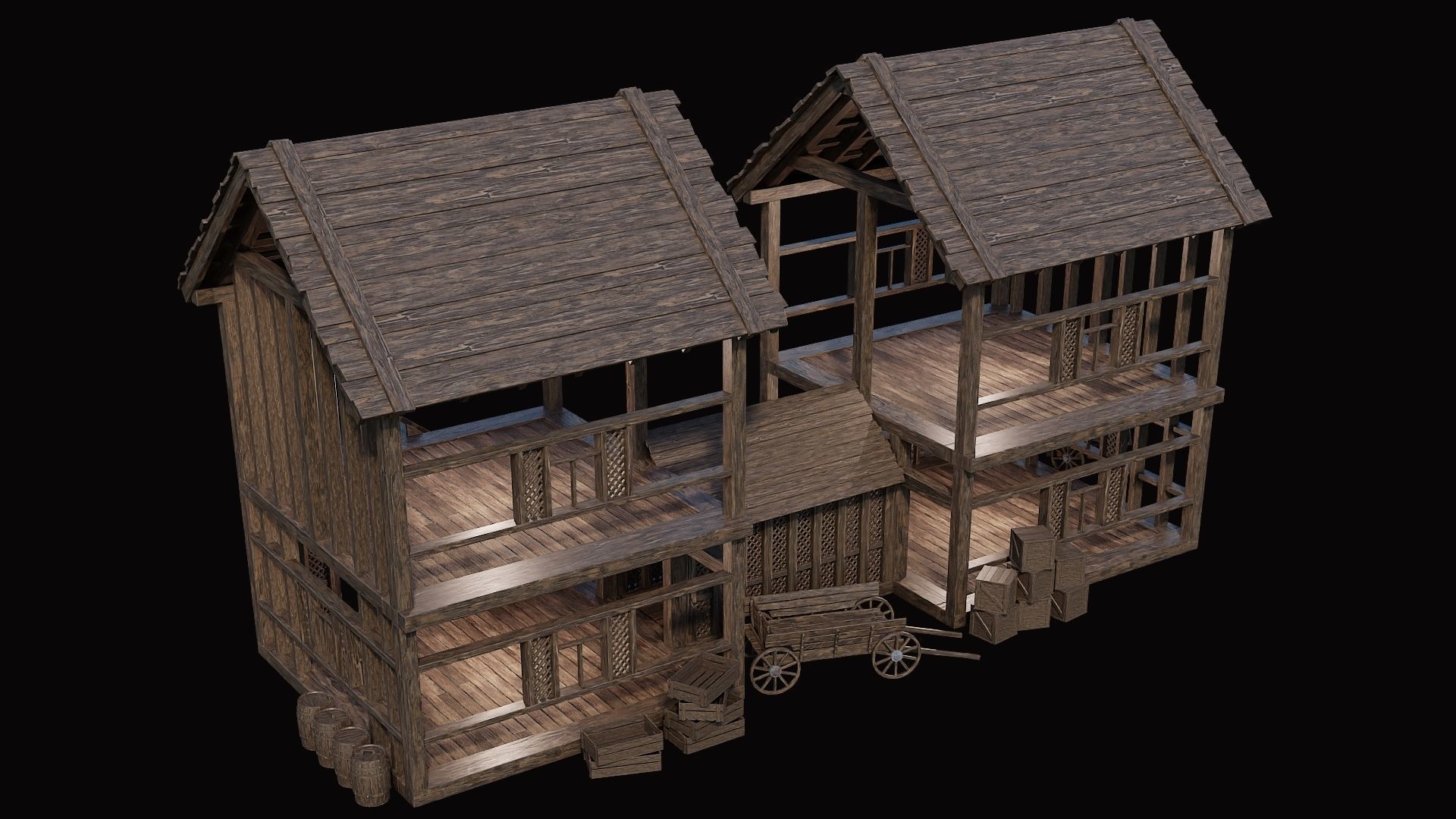 Medieval Village Pack  - 10 Assets - 4K Textures Game Ready Low-poly 3D model_44