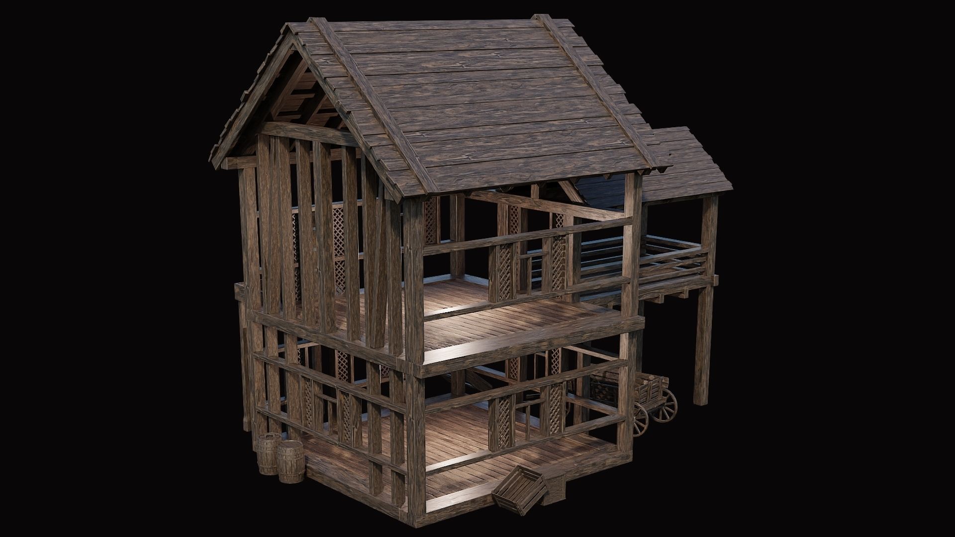 Medieval Village Pack  - 10 Assets - 4K Textures Game Ready Low-poly 3D model_4
