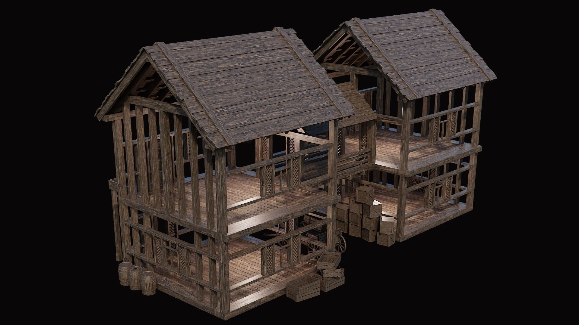 Medieval Village Pack  - 10 Assets - 4K Textures Game Ready Low-poly 3D model_29