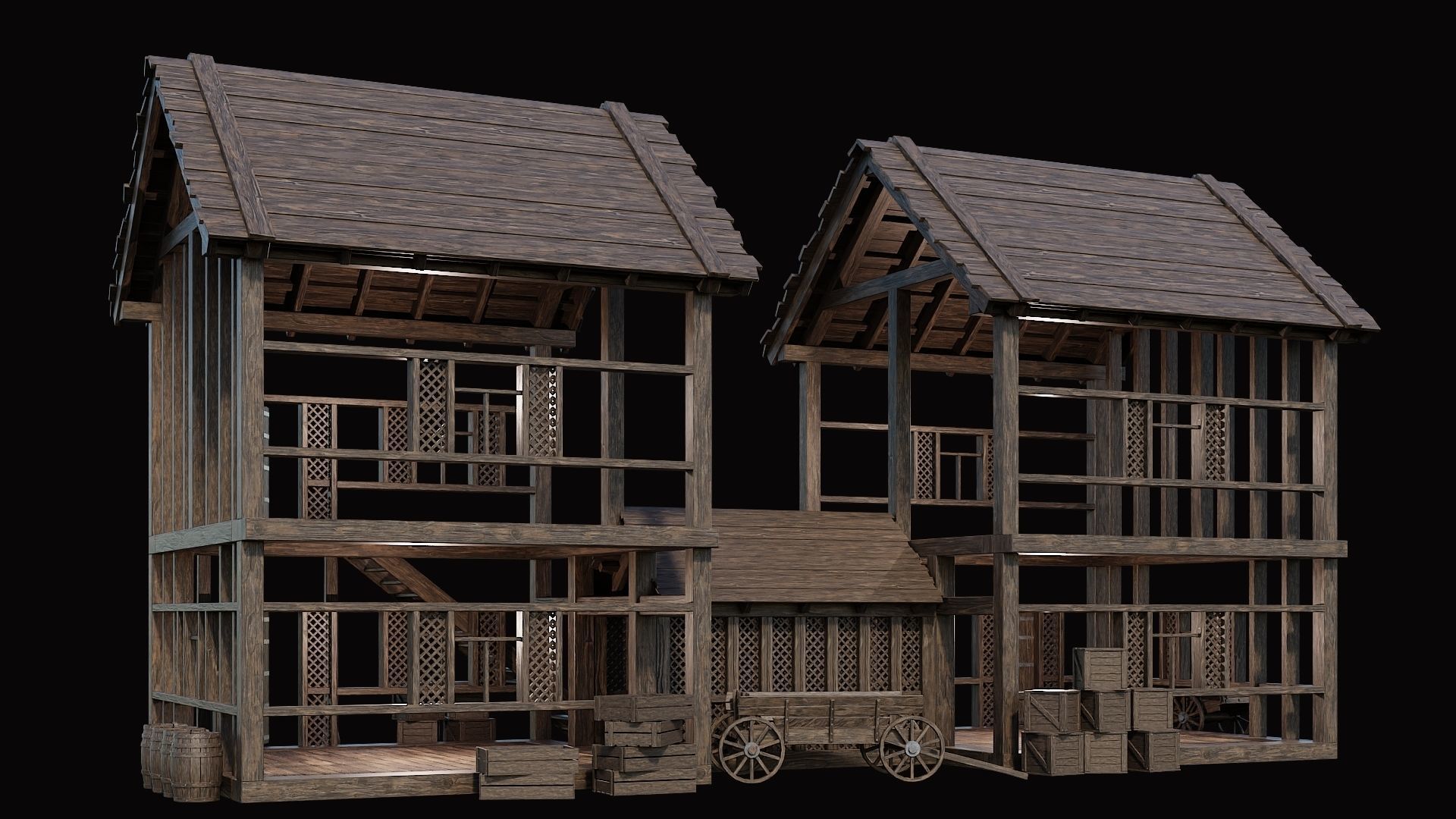 Medieval Village Pack  - 10 Assets - 4K Textures Game Ready Low-poly 3D model_42