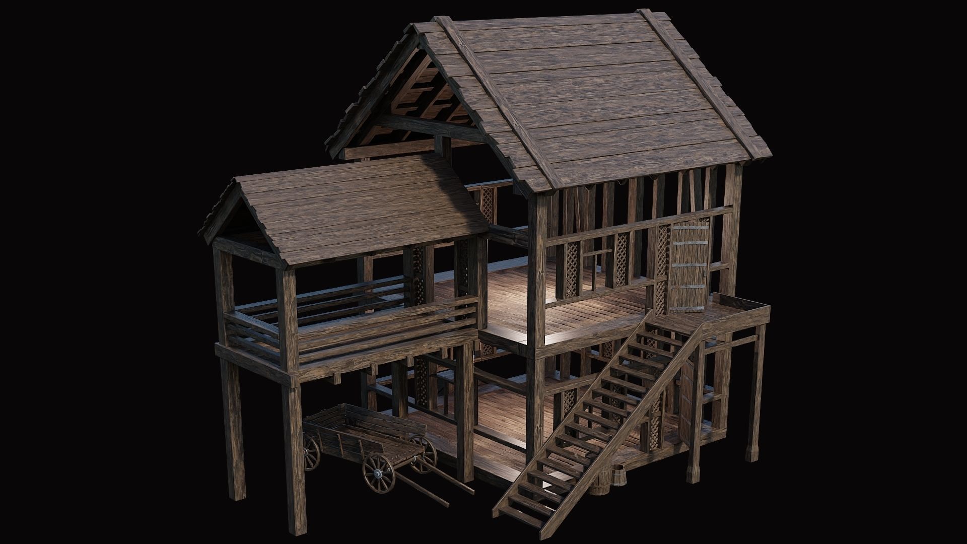 Medieval Village Pack  - 10 Assets - 4K Textures Game Ready Low-poly 3D model_3