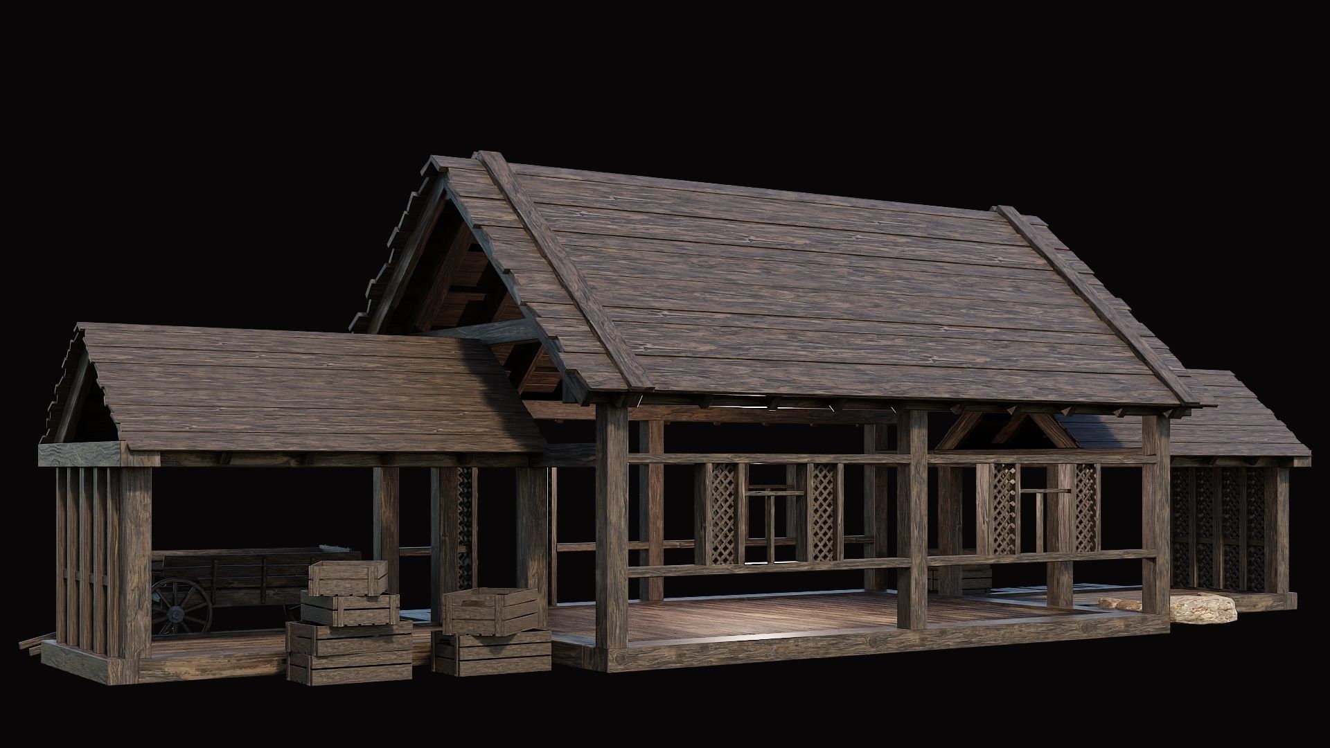 Medieval Village Pack  - 10 Assets - 4K Textures Game Ready Low-poly 3D model_17