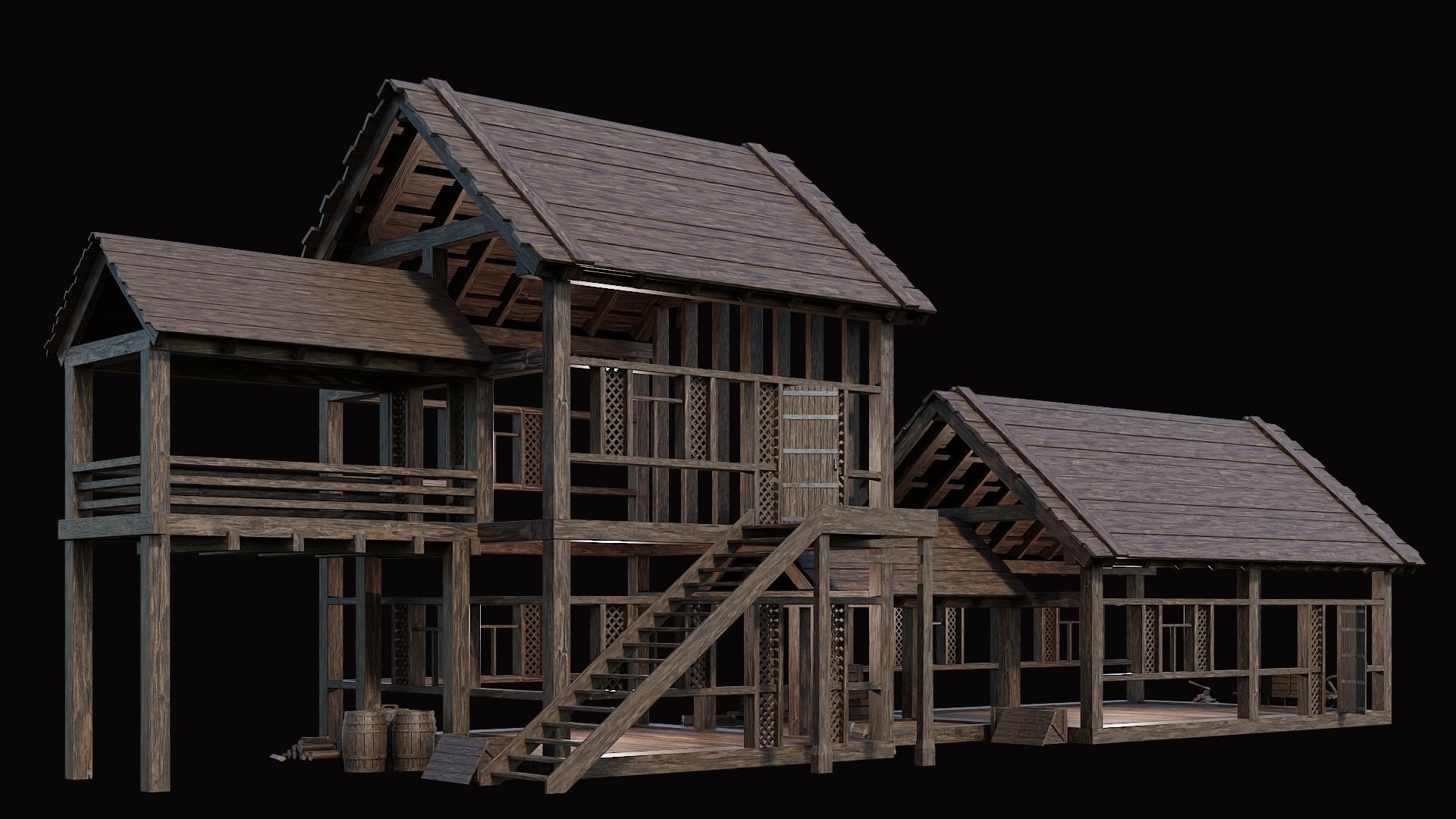 Medieval Village Pack  - 10 Assets - 4K Textures Game Ready Low-poly 3D model_6