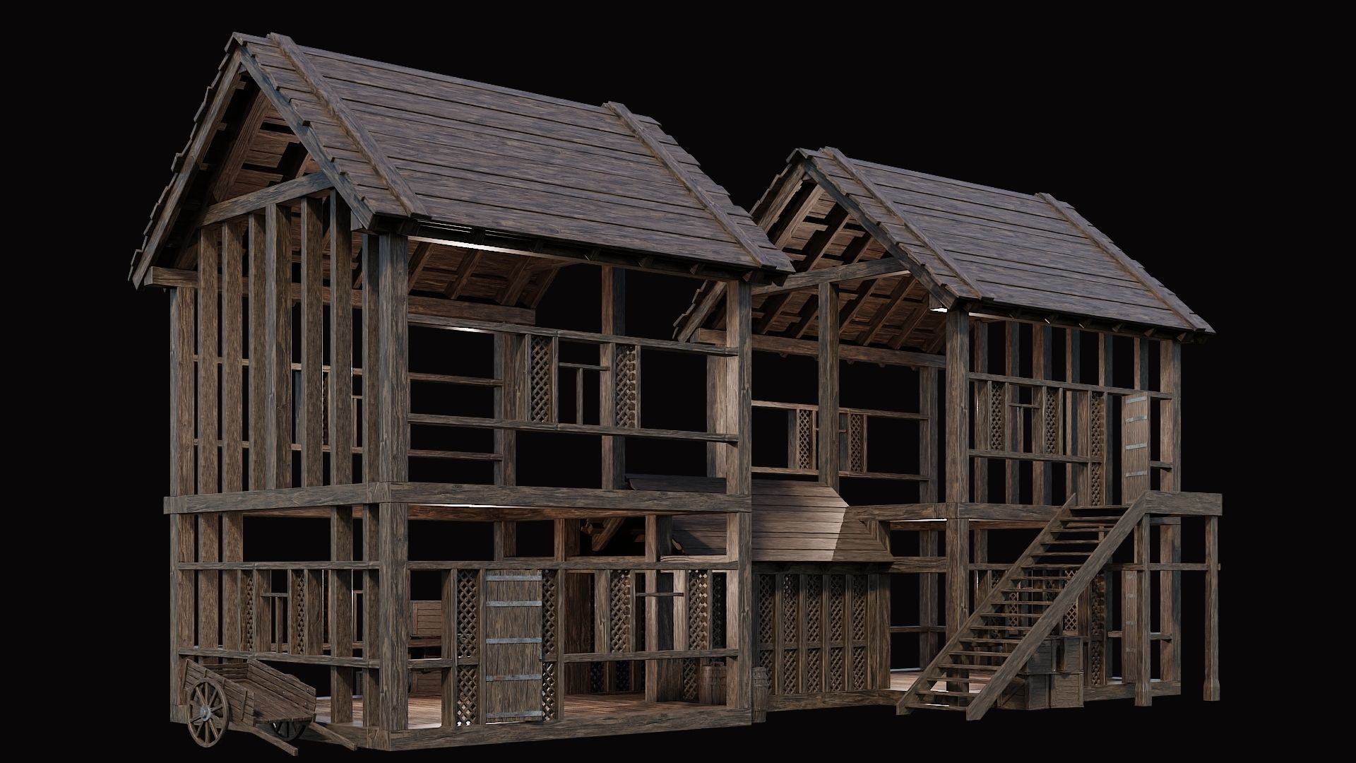 Medieval Village Pack  - 10 Assets - 4K Textures Game Ready Low-poly 3D model_41