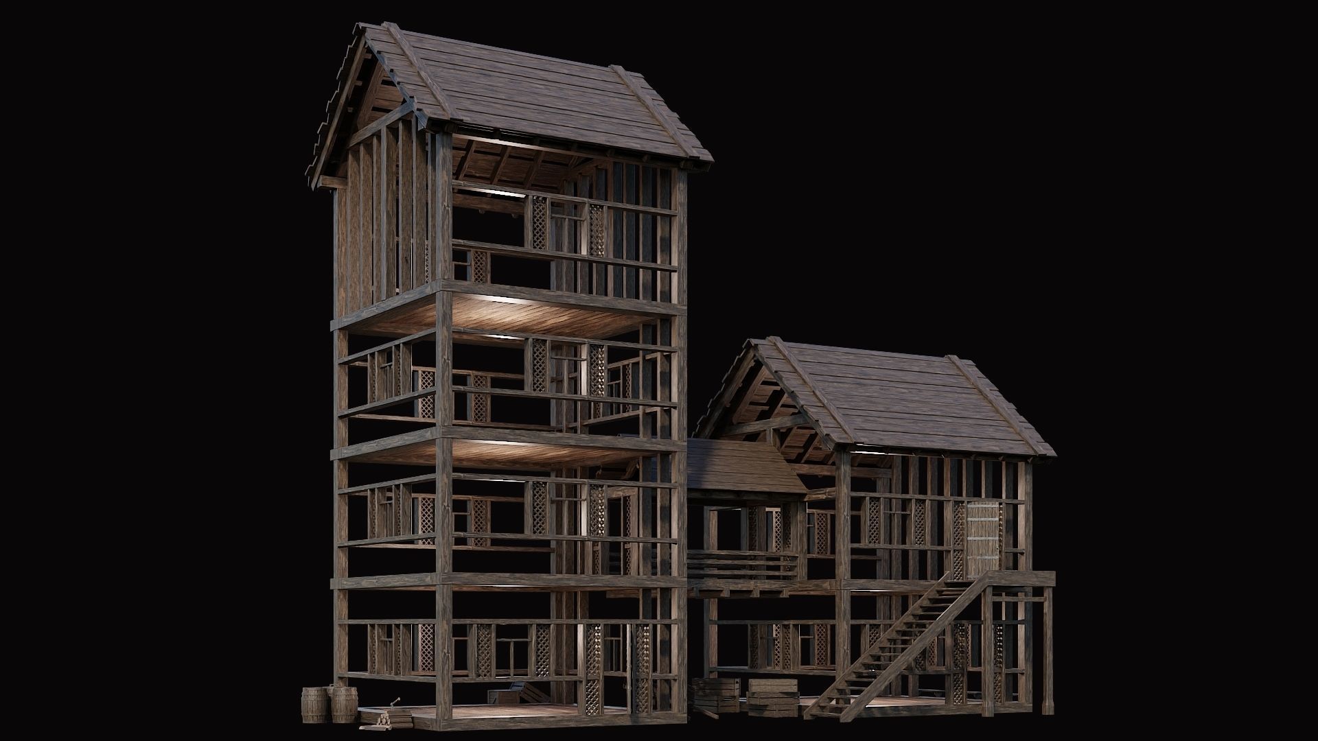 Medieval Village Pack  - 10 Assets - 4K Textures Game Ready Low-poly 3D model_11