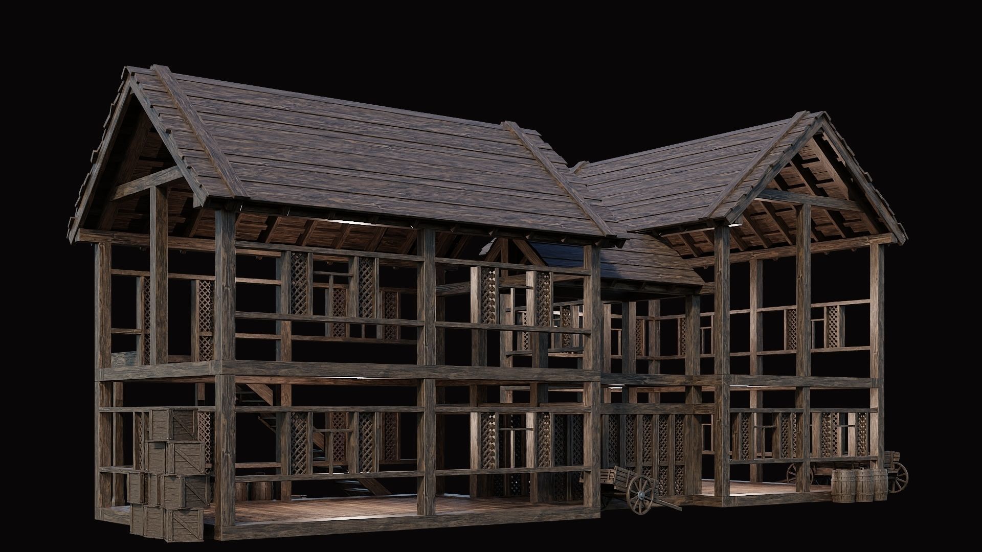 Medieval Village Pack  - 10 Assets - 4K Textures Game Ready Low-poly 3D model_32