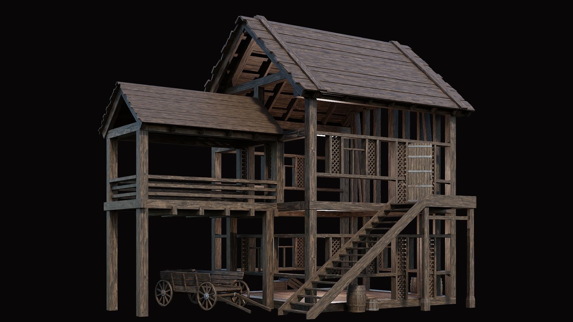 Medieval Village Pack  - 10 Assets - 4K Textures Game Ready Low-poly 3D model_1