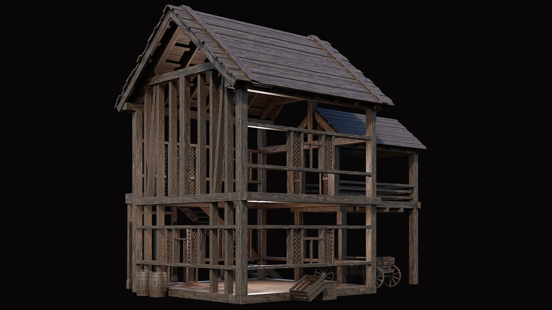 Medieval Village Pack  - 10 Assets - 4K Textures Game Ready Low-poly 3D model_2