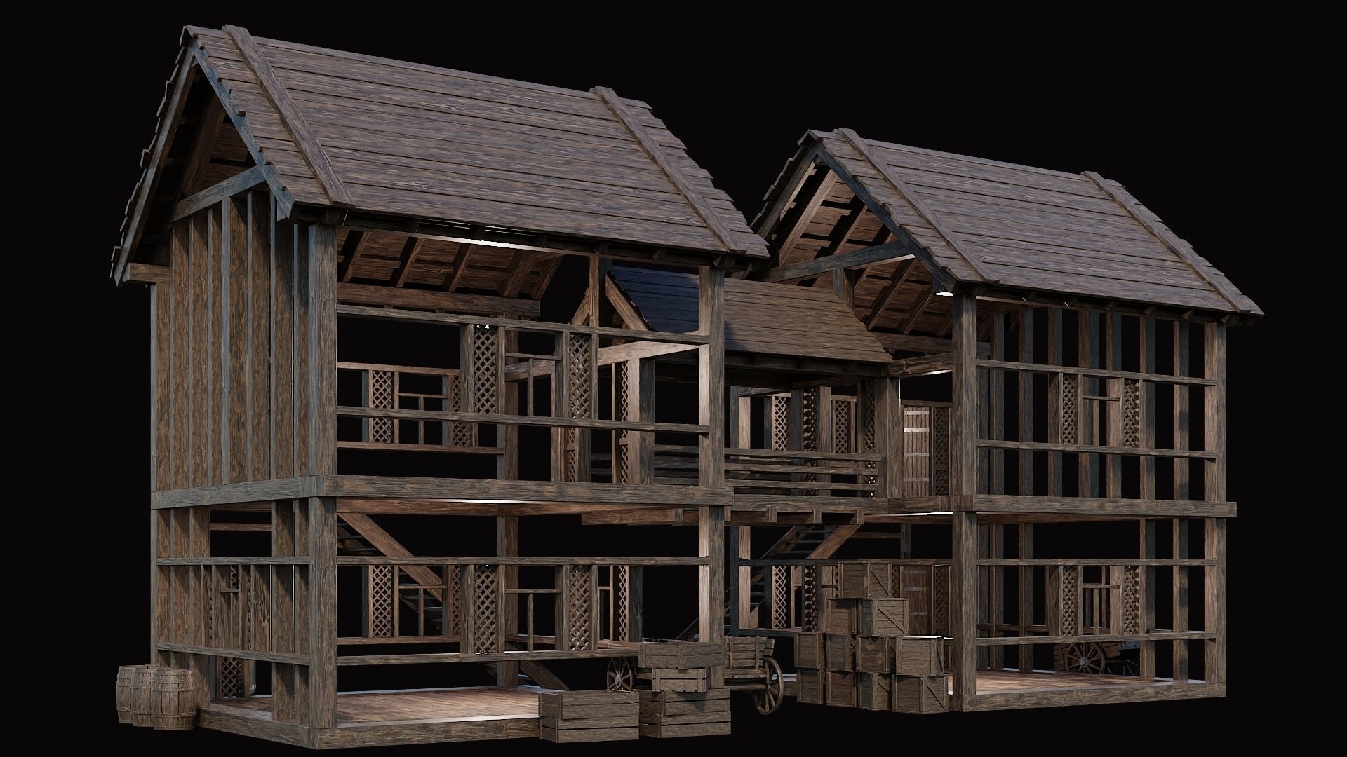 Medieval Village Pack  - 10 Assets - 4K Textures Game Ready Low-poly 3D model_27