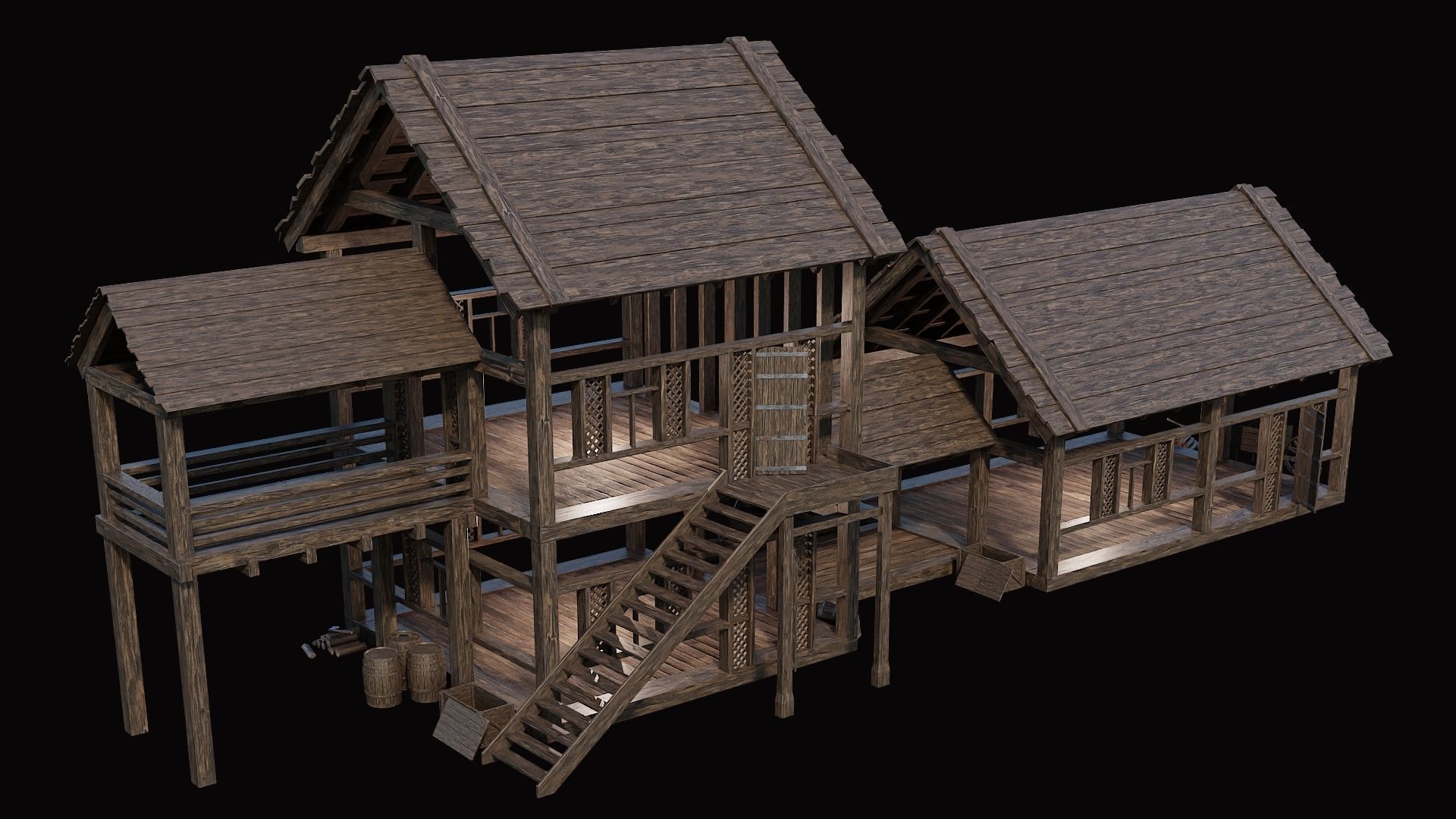 Medieval Village Pack  - 10 Assets - 4K Textures Game Ready Low-poly 3D model_8