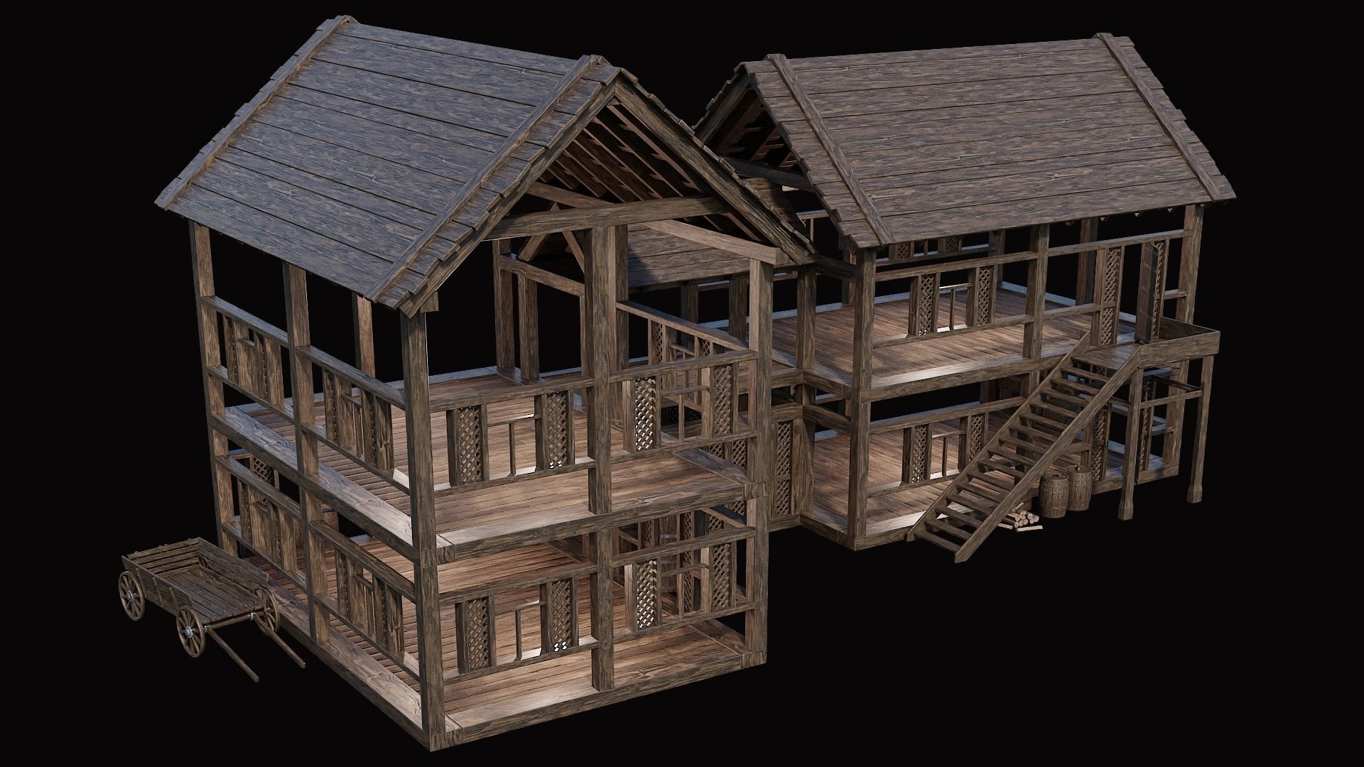 Medieval Village Pack  - 10 Assets - 4K Textures Game Ready Low-poly 3D model_33